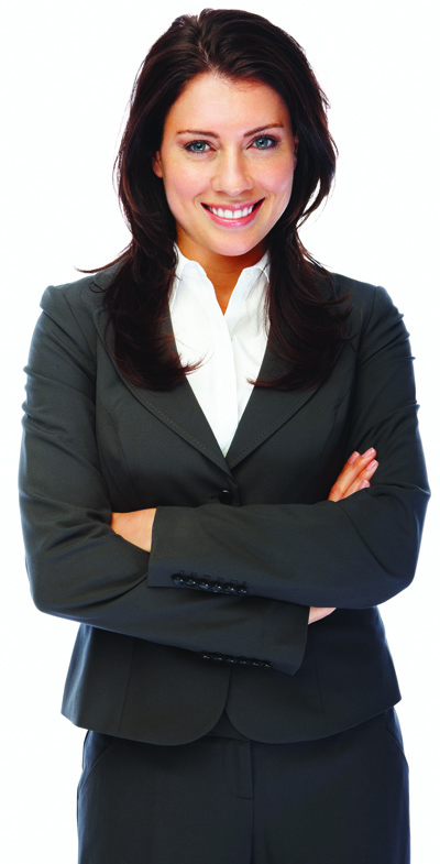 1961-rmm_woman Positive business woman smiling over white background